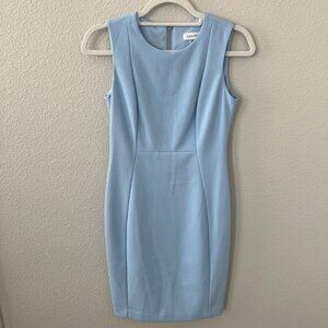 Calvin Klein Sleeveless Sheath Baby Blue Dress